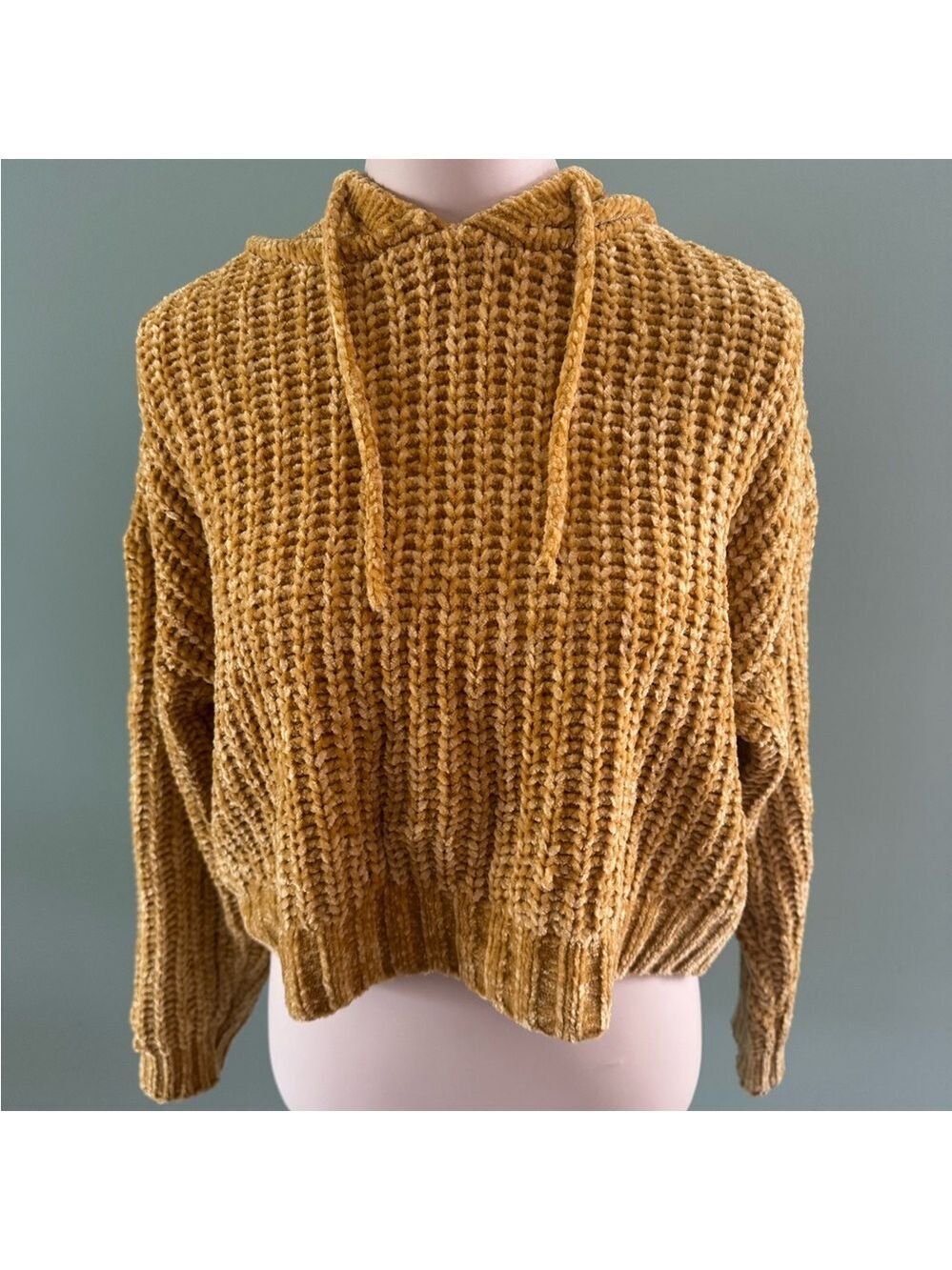 Aeropostale Gold Cowl Neck Sweater with Ribbed Texture, Small
